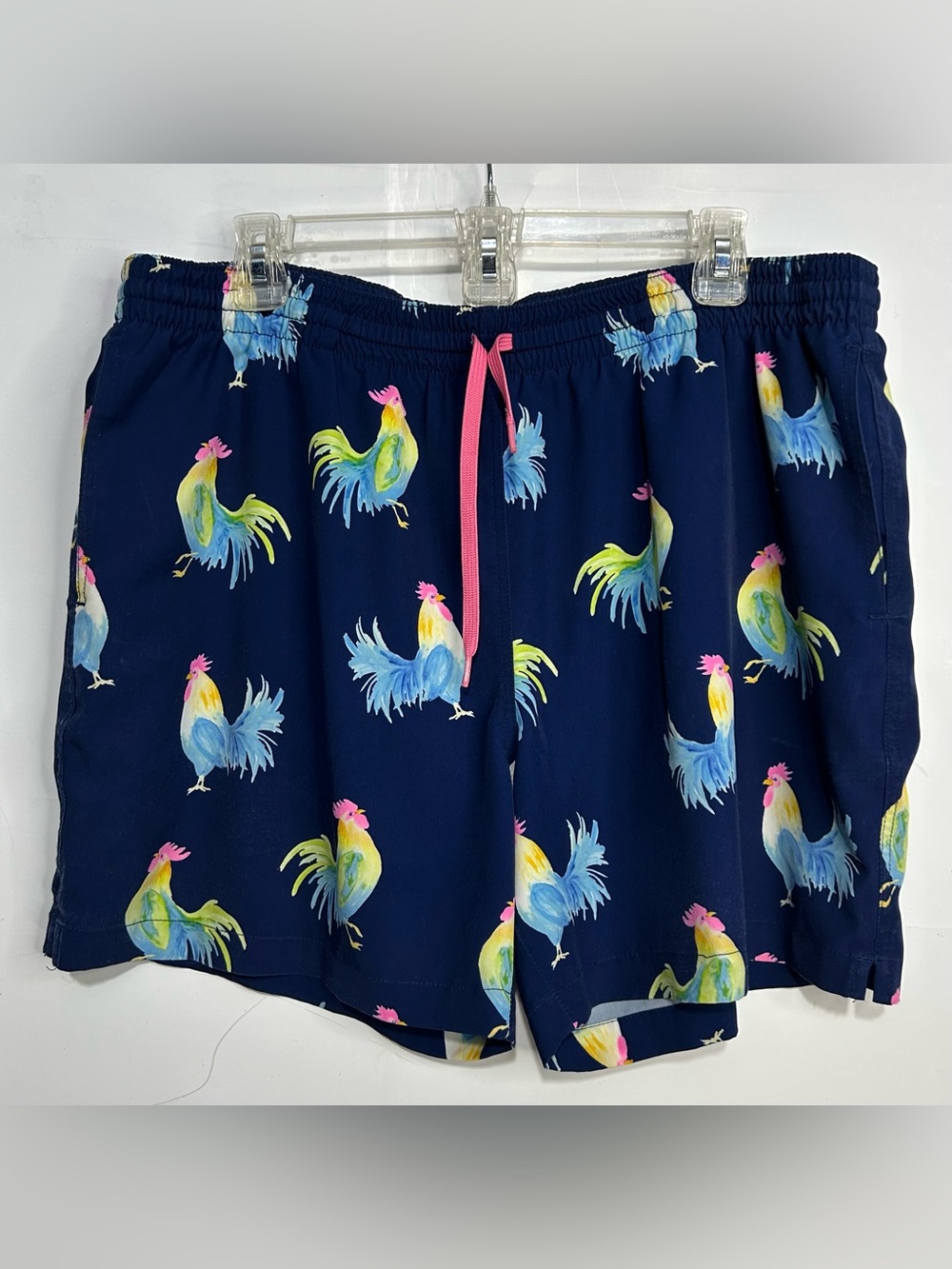 5 for $25🔥Rooster Print Navy Blue Lined Swim Trunks Large